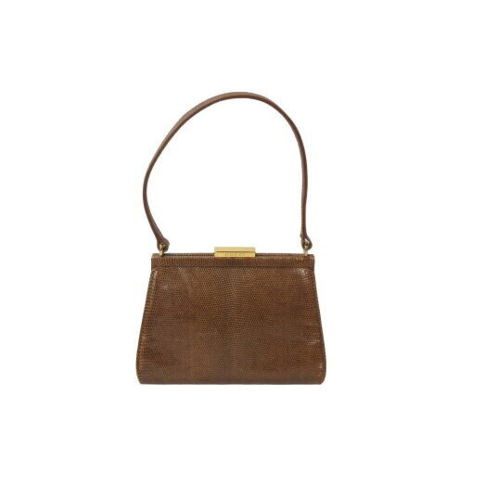 Gucci handbag clasp crocodile leather brown